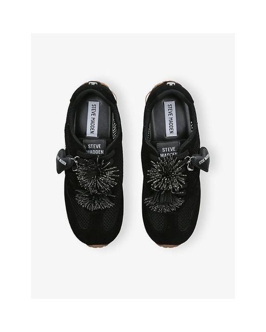 Steve Madden Black Coheart Faux-Leather Trainers