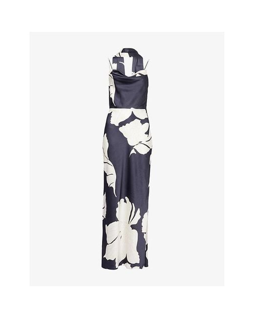 Pretty Lavish Blue Keisha Scarf Woven Maxi Dress