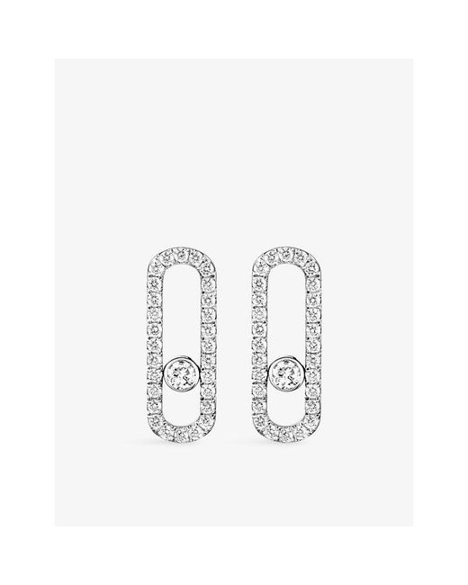 Messika White Move Uno Pavé 18Ct And 0.66Ct Diamond Earrings