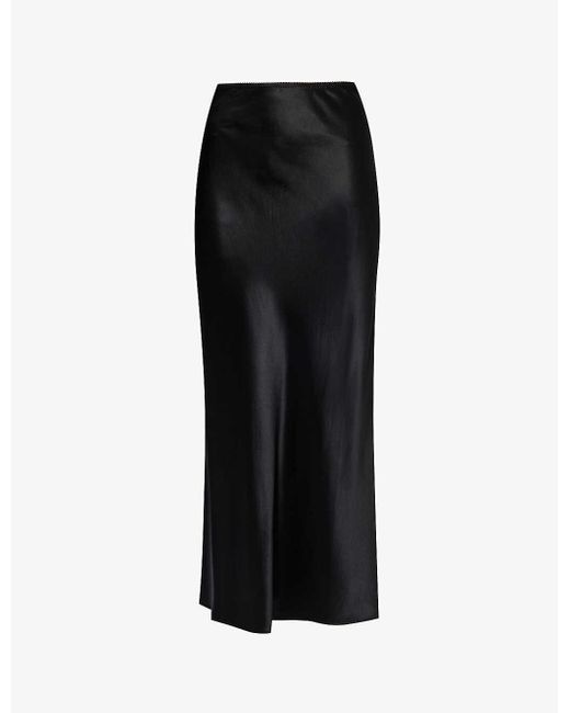Reformation Black Layla Flared-hem Silk Midi Skirt