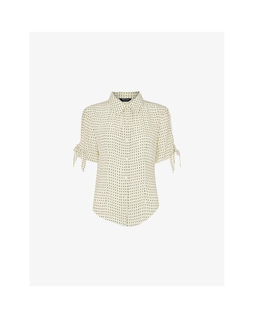 Whistles White Spotted Tie-Cuff Woven Shirt
