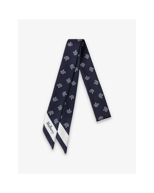 Mulberry Blue Tree Logo-print Recycled-polyester Scarf