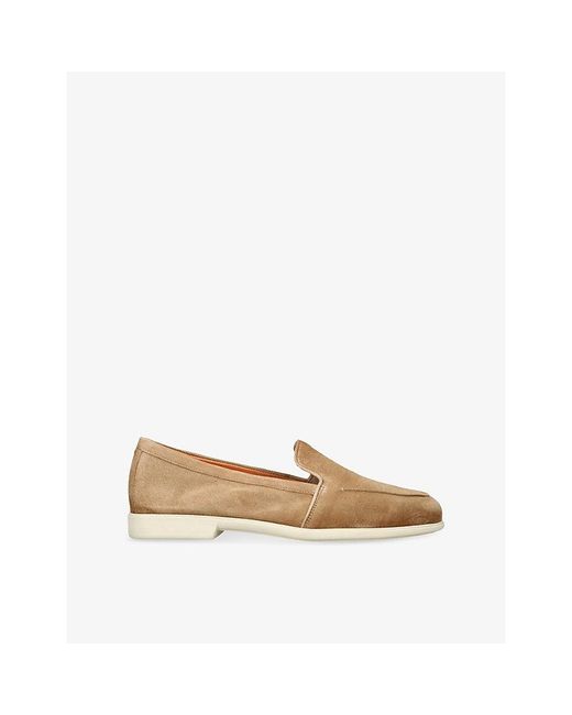 Santoni Natural Malibu Suede Loafers