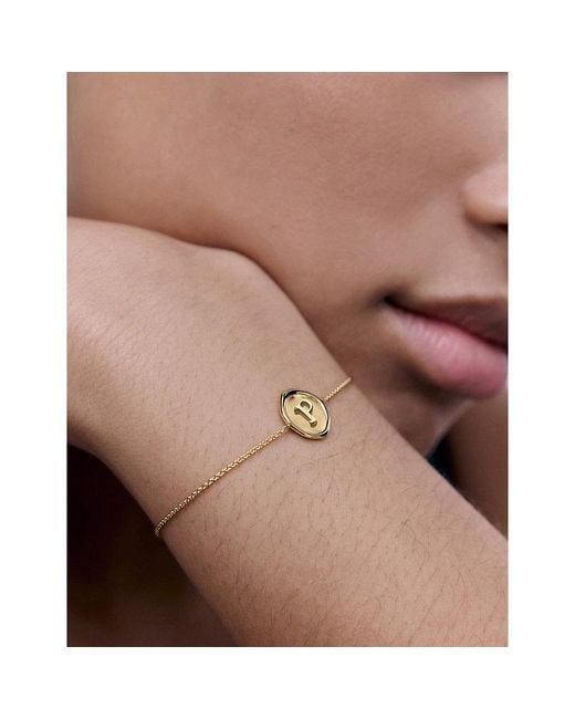 Monica Vinader Metallic Initial P Stamp 18Ct- Vermeil Bracelet