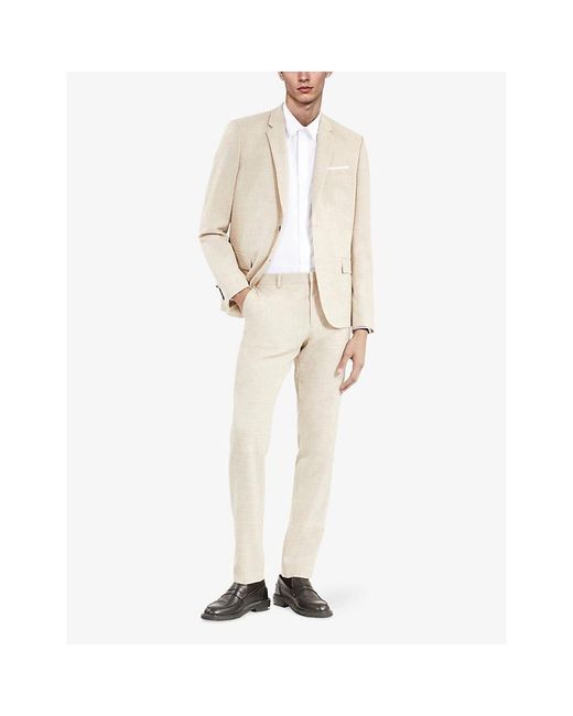 The Kooples Natural Tapered-Leg Slim-Fit Wool Trousers for men