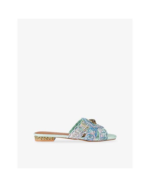 Kurt Geiger Blue Chelsea Flat Woven Sandals