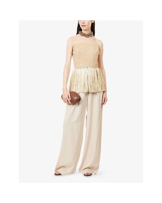 Rebirth White Wide-Leg Mid-Rise Woven Trousers