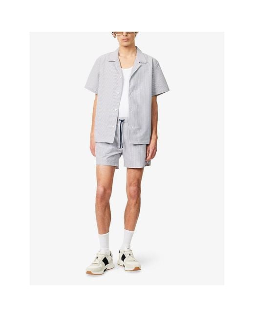 Boss White Velvetfish Camp-Collar Woven Shirt for men
