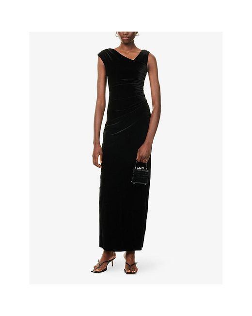 Sir Black Ettore Draped Stretch-Woven Gown