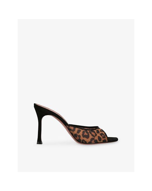 AMINA MUADDI Brown Alexa 95 Mesh Heeled Mules