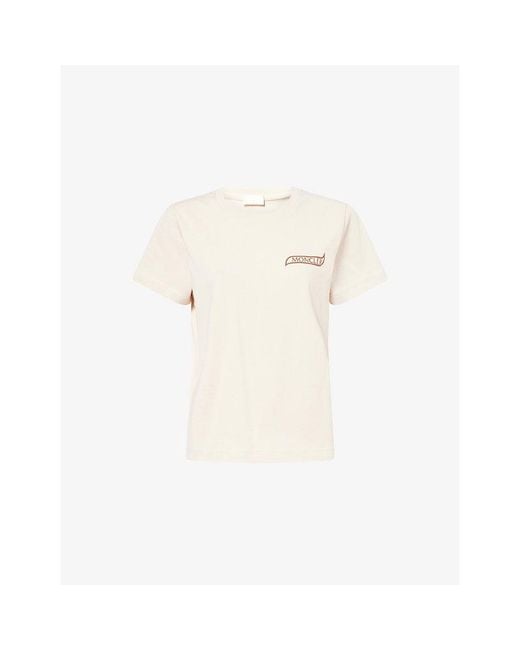 Moncler Natural Logo Banner-Print Cotton-Jersey T-Shirt