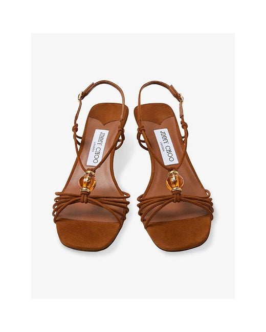 Jimmy Choo Brown Lova 50 Suede Heeled Sandals