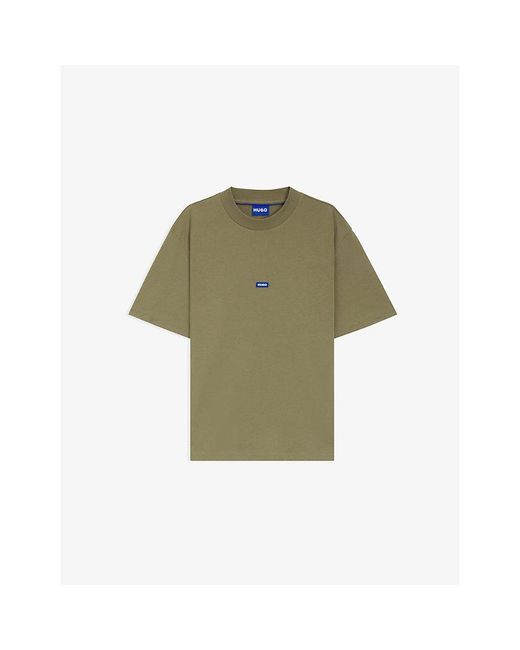 HUGO Green Brand-Print Short-Sleeve Cotton T-Shirt for men