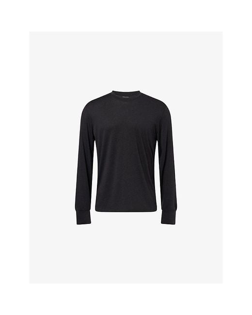 Tom Ford Black Crewneck Long-Sleeves Woven-T-Shirt for men