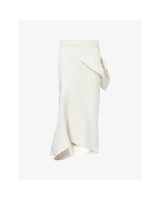 Issey Miyake White Life Form Knitted Midi Skirt