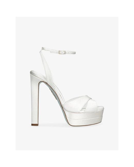 Aquazzura White Divine 130 Satin Heeled Sandals