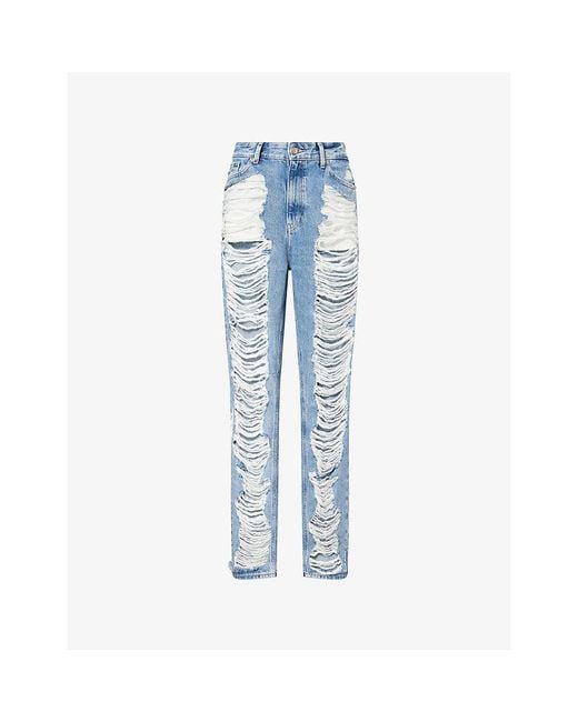 GOOD AMERICAN Blue Khloé Straight-Leg Denim Jeans