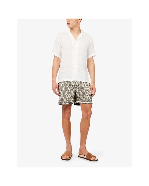 Orlebar Brown Natural Bulldog Passetto-Print Swim Shorts for men