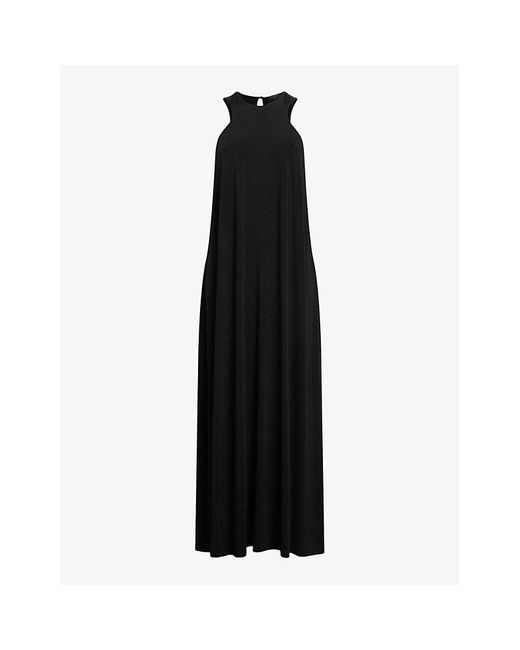 AllSaints Black Kura High-neck Sleeveless Cotton Maxi Dress