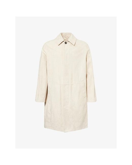 Eleventy Natural Side-Pocket Longline Suede Coat for men