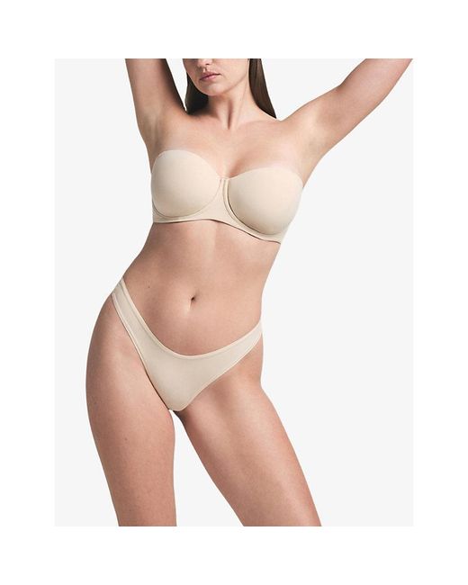 Skims White Fits Everybody Strapless Stretch-Jersey Bra