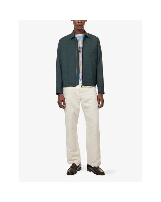Paul Smith Blue Long-Sleeve Collared Wool Jacket for men