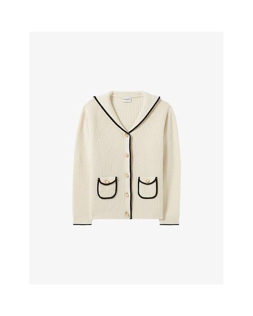 Claudie Pierlot Natural Sailor-Collar Knitted Wool-Blend Cardigan