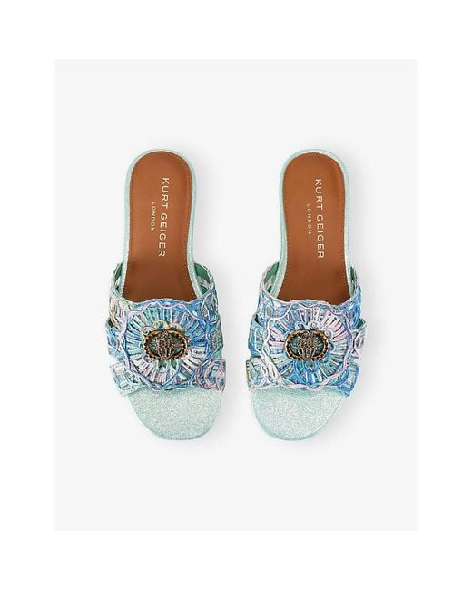 Kurt Geiger Blue Chelsea Flat Woven Sandals
