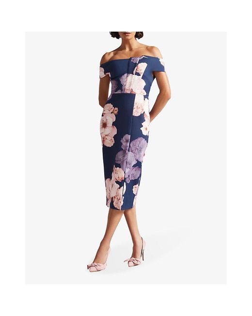 Ted baker blue dress with flowers best sale