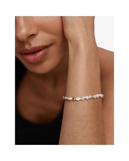 Monica Vinader Metallic Capri 18Ct Vermeil And Pearl Bracelet