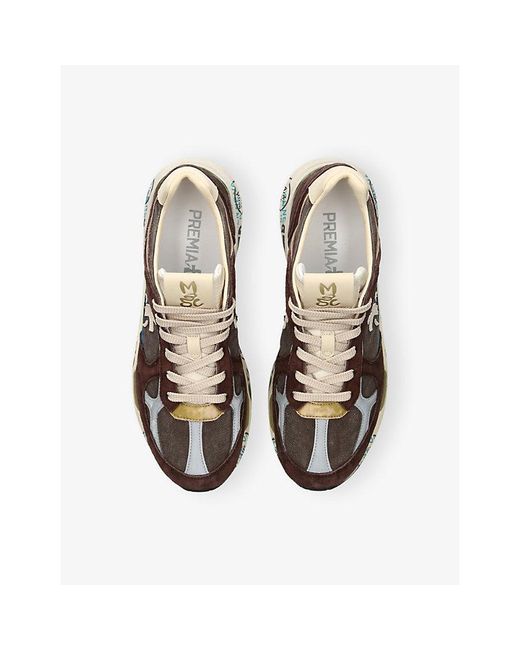 Premiata White Mase Suede Trainers for men