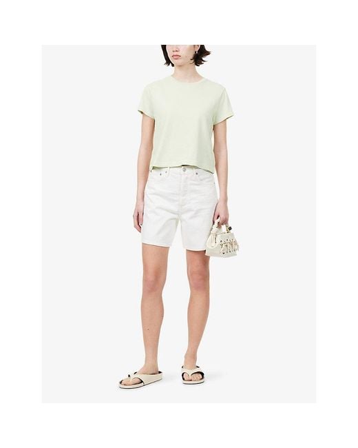 Agolde White Dame Wide-Leg Denim Shorts