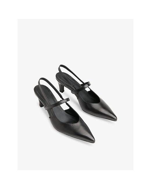 Whistles Black Cecily Pointed-Toe Leather Heeled Slingbacks