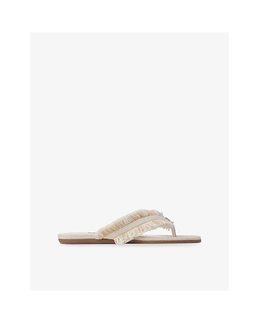Jimmy Choo White Bay Canvas Flat Sandals