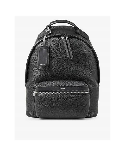 Sandro Black Padded Shoulder-Strap Coated-Canvas Backpack for men