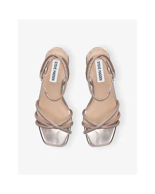 Steve Madden White Cerena Faux-Leather Block-Heel Sandals
