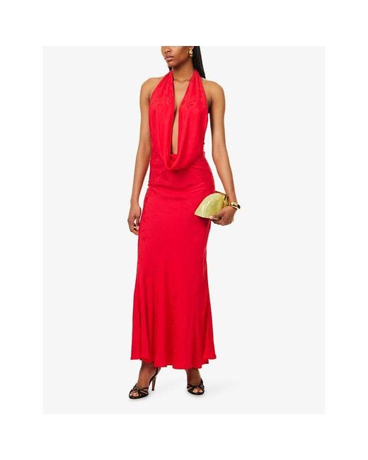 Rat & Boa Red Alita Backless Satin Maxi Dress