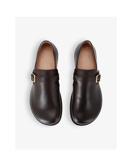 Loewe Brown Campo Buckled Leather Derby Shoes for men