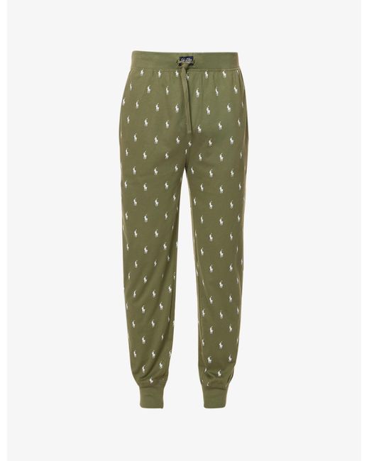Polo Ralph Lauren All-over Logo-print Cotton-jersey jogging Bottoms in Green for Men | Lyst
