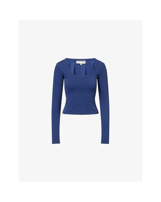 The Couture Club Blue Sculpt Scoop-Neck Stretch-Woven Top