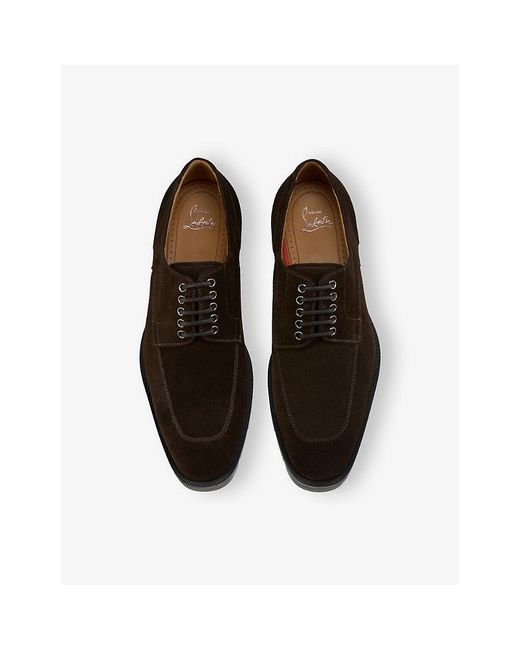 Christian Louboutin Black Davisol Lion Flat Derby Leather Shoes for men