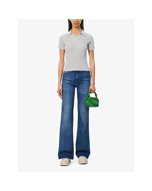 7 For All Mankind Blue Modern Dojo Flared High-Rise Stretch-Denim Jeans