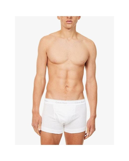 Calvin Klein Black Branded-Waistband Pack Of Three Cotton Trunks for men