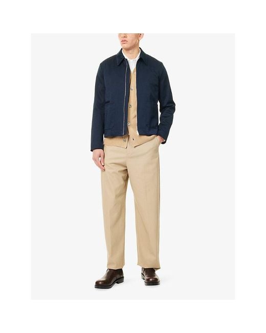 Paul Smith Blue Patch-Pocket Cotton Harrington Jacket for men