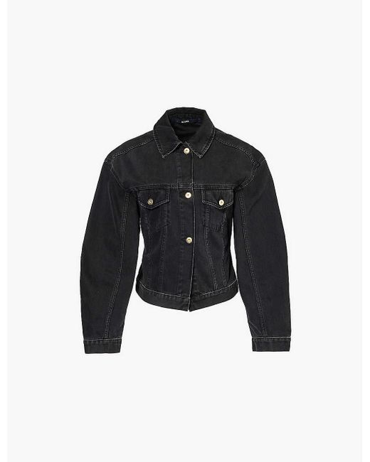 Jacquemus Black Patch-pocket Balloon-sleeve Denim Jacket