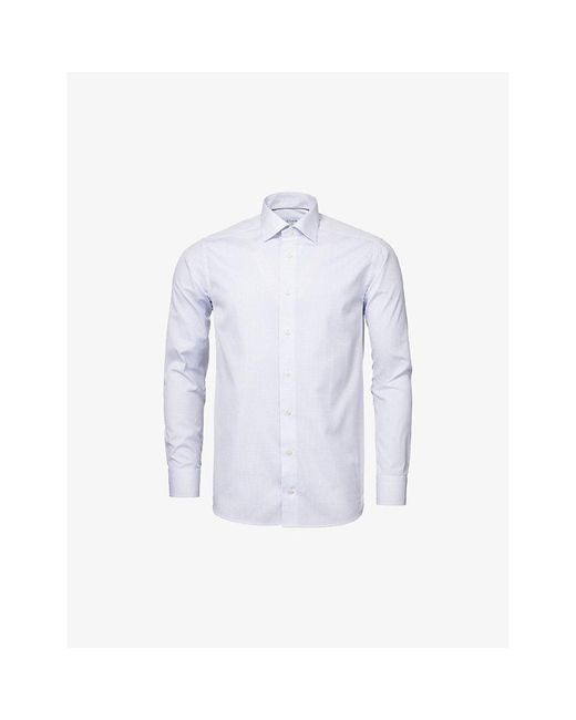 Eton of Sweden Blue Business Point-Collar Regular-Fit Cotton-Poplin Shirt for men