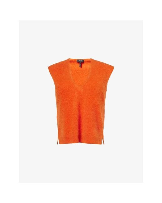 ME+EM Orange V-Neck Brushed Cashmere Vest