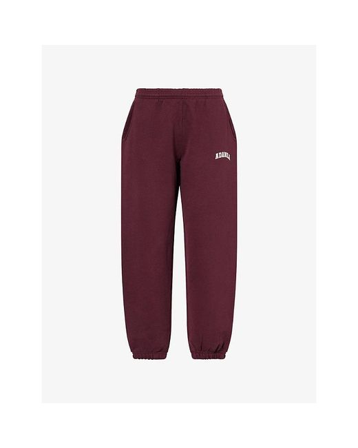 ADANOLA Purple Varsity Straight-Leg Cotton-Jersey Jogging Bottoms