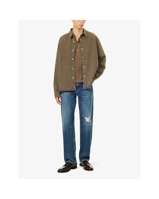 FRAME Brown Relaxed-Fit Denim Overshirt for men