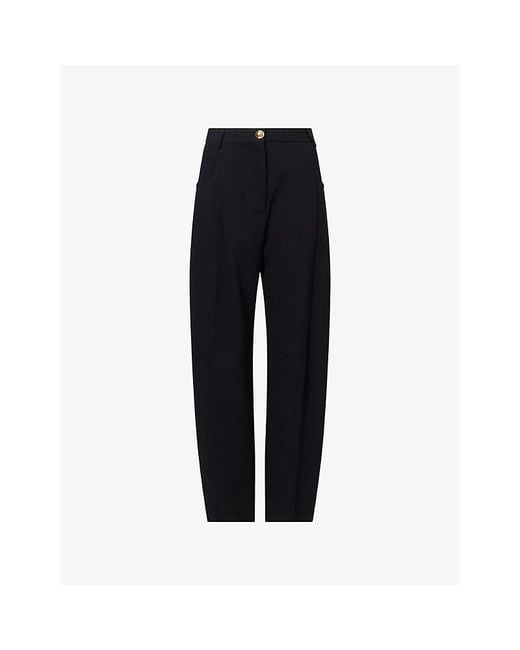 Blazé Milano Black Sorraia Curved-Leg Woven Trousers